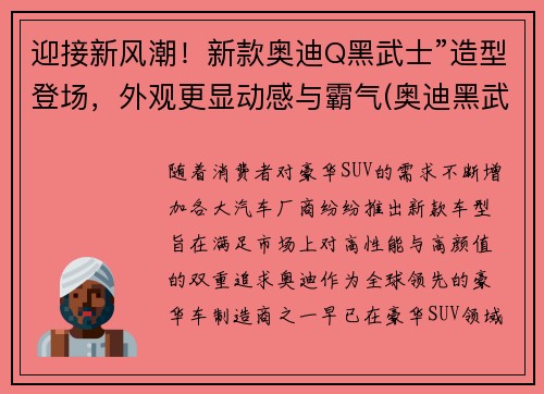 迎接新风潮！新款奥迪Q黑武士”造型登场，外观更显动感与霸气(奥迪黑武士高清大图)