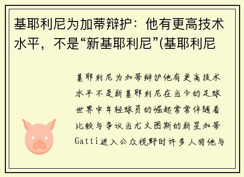 基耶利尼为加蒂辩护：他有更高技术水平，不是“新基耶利尼”(基耶利尼出道)